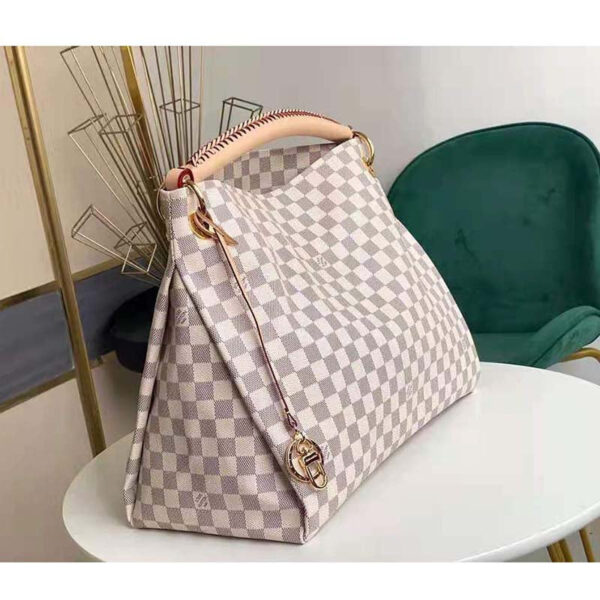 Louis Vuitton Unisex Artsy MM Damier Azur Coated Canvas Natural Cowhide Leather - Image 4