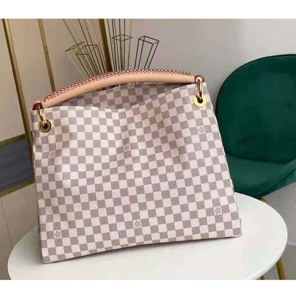 Louis Vuitton Unisex Artsy MM Damier Azur Coated Canvas Natural Cowhide Leather - Image 5