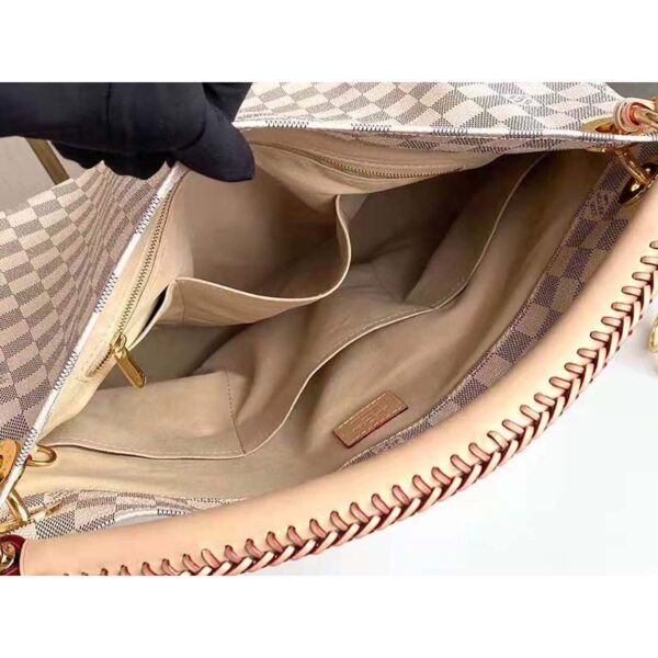 Louis Vuitton Unisex Artsy MM Damier Azur Coated Canvas Natural Cowhide Leather - Image 7