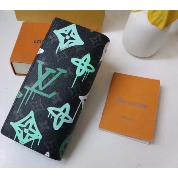 Louis Vuitton Unisex Brazza Wallet LV Graffiti Green Damier Graphite Canvas - Image 2