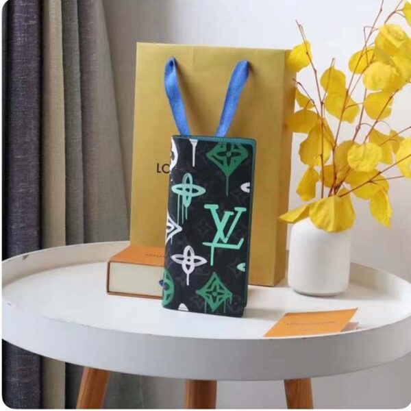 Louis Vuitton Unisex Brazza Wallet LV Graffiti Green Damier Graphite Canvas - Image 5