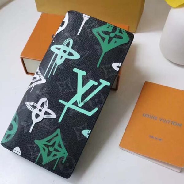 Louis Vuitton Unisex Brazza Wallet LV Graffiti Green Damier Graphite Canvas - Image 3