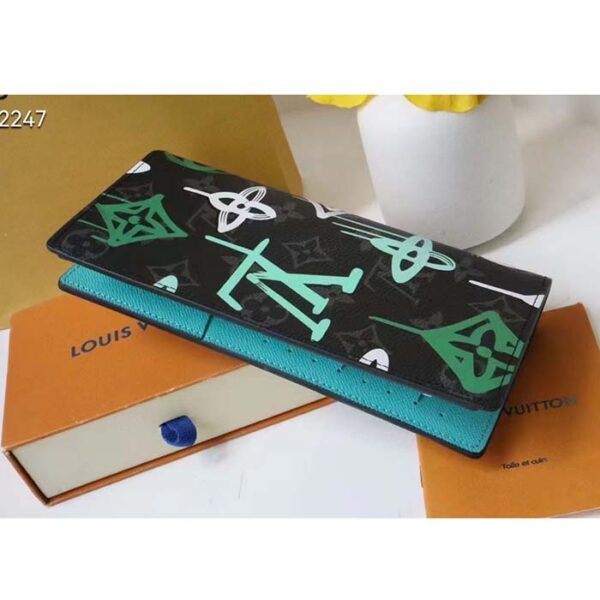 Louis Vuitton Unisex Brazza Wallet LV Graffiti Green Damier Graphite Canvas - Image 4