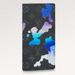 Louis Vuitton Unisex Brazza Wallet Sunrise Monogram Eclipse Coated Canvas Cowhide Leather