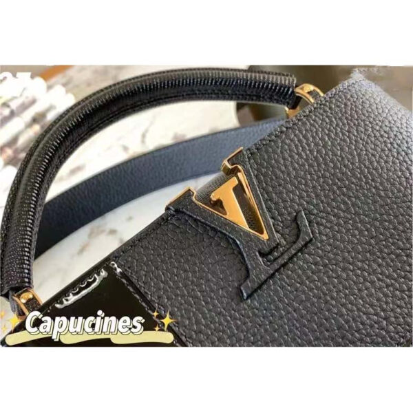 Louis Vuitton Women Capucines BB Handbag Noir Taurillon Calfskin Karung Leather - Image 9