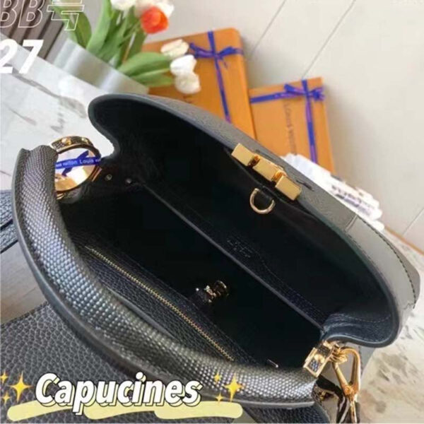 Louis Vuitton Women Capucines BB Handbag Noir Taurillon Calfskin Karung Leather - Image 6