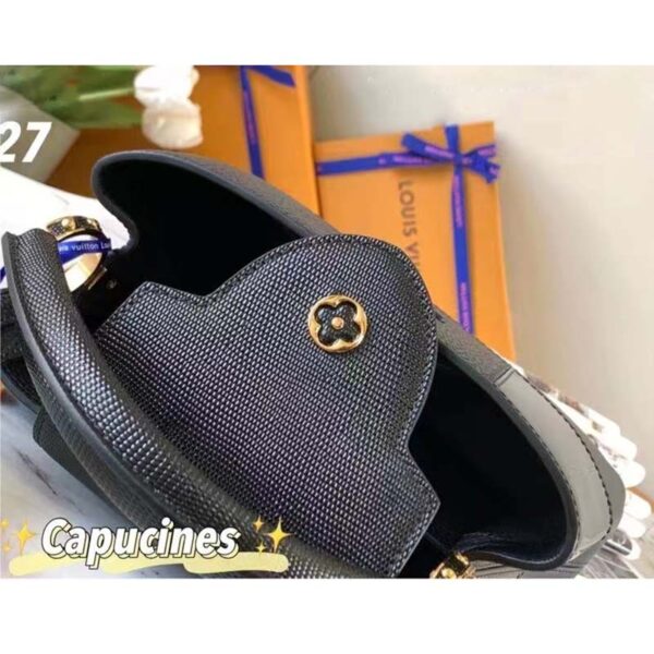 Louis Vuitton Women Capucines BB Handbag Noir Taurillon Calfskin Karung Leather - Image 8