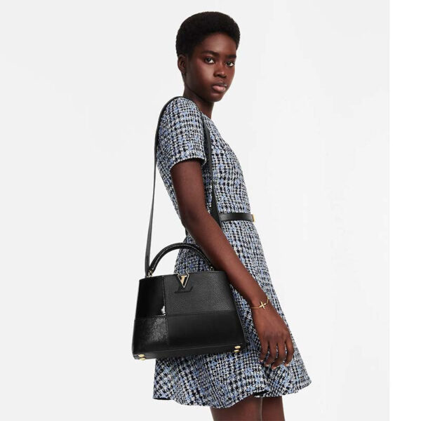 Louis Vuitton Women Capucines BB Handbag Noir Taurillon Calfskin Karung Leather - Image 13