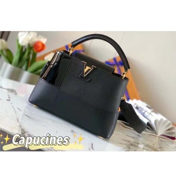 Louis Vuitton Women Capucines BB Handbag Noir Taurillon Calfskin Karung Leather - Image 2