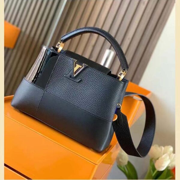 Louis Vuitton Women Capucines BB Handbag Noir Taurillon Calfskin Karung Leather - Image 3