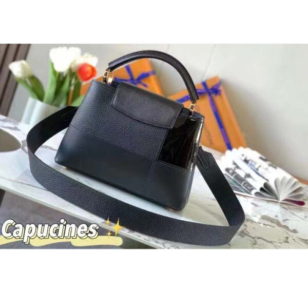 Louis Vuitton Women Capucines BB Handbag Noir Taurillon Calfskin Karung Leather - Image 5