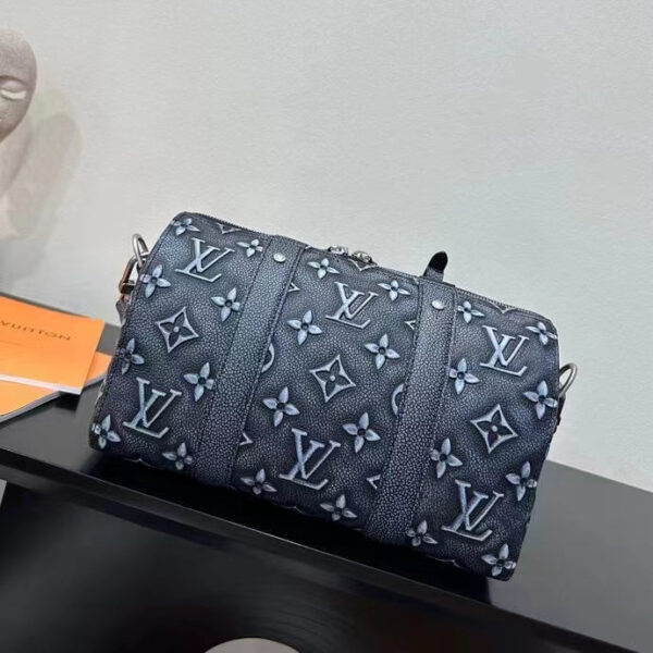 Louis Vuitton Unisex City Keepall Bag Black Charcoal Cowhide Leather - Image 4