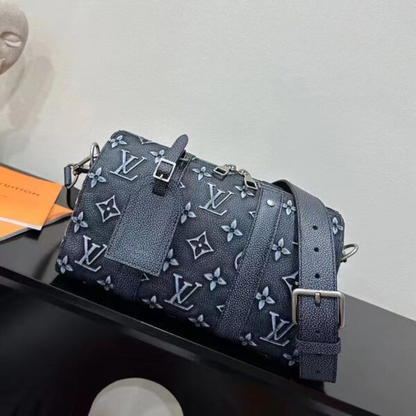 Louis Vuitton Unisex City Keepall Bag Black Charcoal Cowhide Leather - Image 3