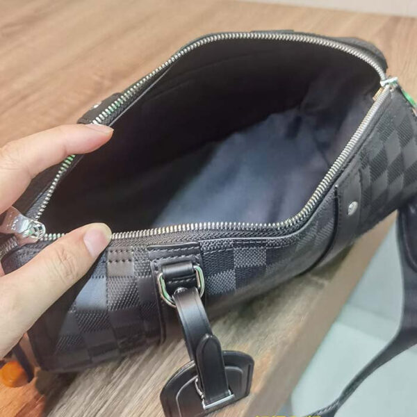 Louis Vuitton Unisex City Keepall Bag Black Graphite Damier Infini Cowhide Leather Damier Coated Canvas - Image 8