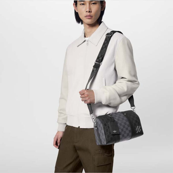 Louis Vuitton Unisex City Keepall Bag Black Graphite Damier Infini Cowhide Leather Damier Coated Canvas - Image 12