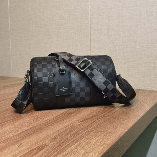 Louis Vuitton Unisex City Keepall Bag Black Graphite Damier Infini Cowhide Leather Damier Coated Canvas - Image 2