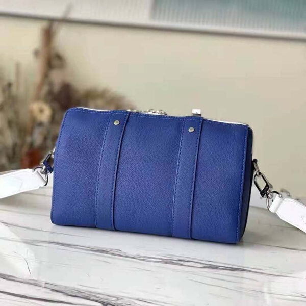 Louis Vuitton Unisex City Keepall Bag Blue Cowhide Leather Textile Lining - Image 4