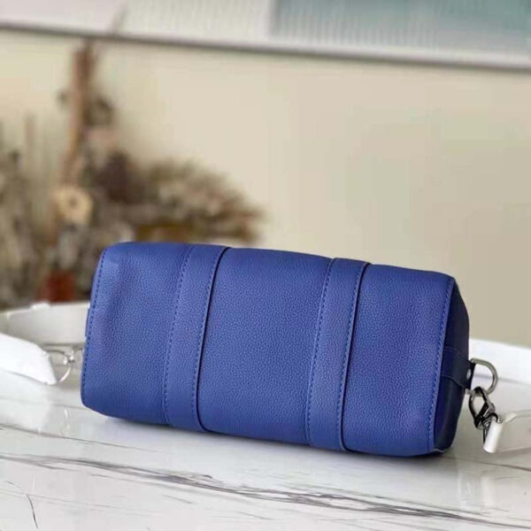 Louis Vuitton Unisex City Keepall Bag Blue Cowhide Leather Textile Lining - Image 5