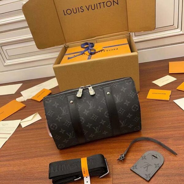 Louis Vuitton Unisex City Keepall Bag Monogram Eclipse Reverse Coated Canvas Cowhide Leather - Image 5