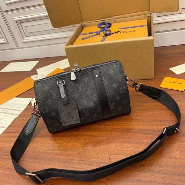 Louis Vuitton Unisex City Keepall Bag Monogram Eclipse Reverse Coated Canvas Cowhide Leather - Image 4