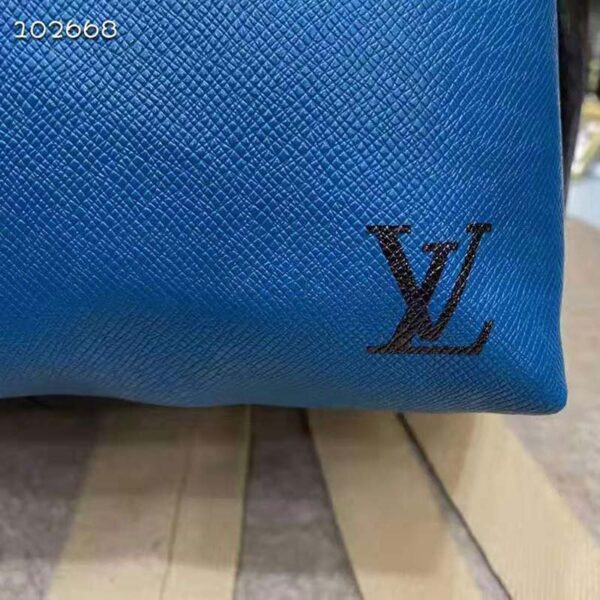 Louis Vuitton Unisex Discovery “V” Logo Backpack Blue Monochrome Taiga Leather - Image 6