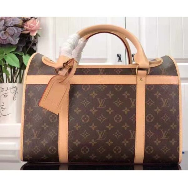 Louis Vuitton Unisex Dog Bag Carrier Brown Monogram Coated Canvas Cowhide Leather - Image 2