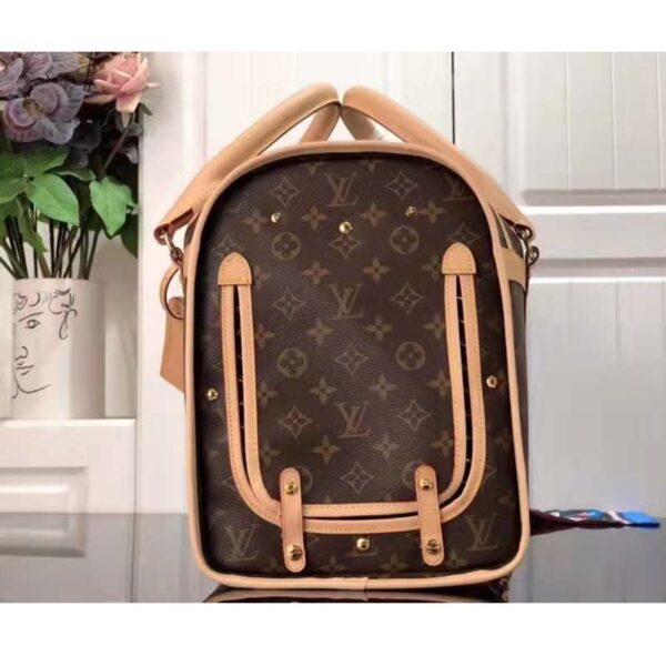 Louis Vuitton Unisex Dog Bag Carrier Brown Monogram Coated Canvas Cowhide Leather - Image 4