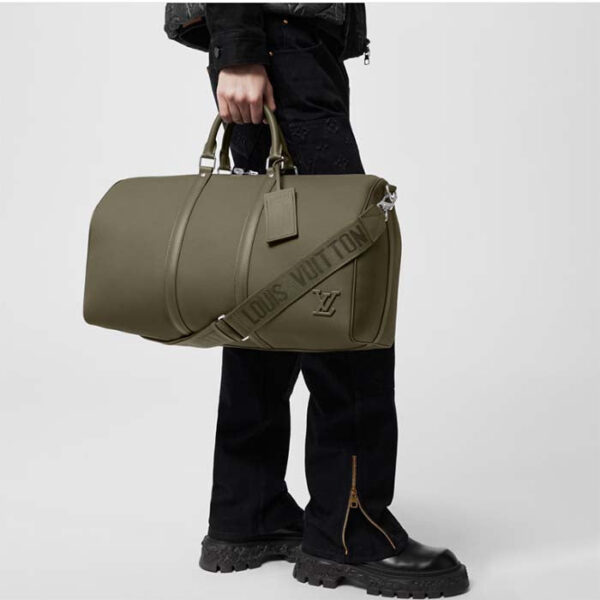 Louis Vuitton Unisex Keepall Bandoulière 50 Travel Bag Khaki LV Aerogram Cowhide Leather - Image 14