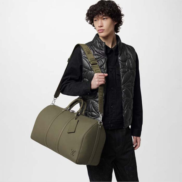 Louis Vuitton Unisex Keepall Bandoulière 50 Travel Bag Khaki LV Aerogram Cowhide Leather - Image 13