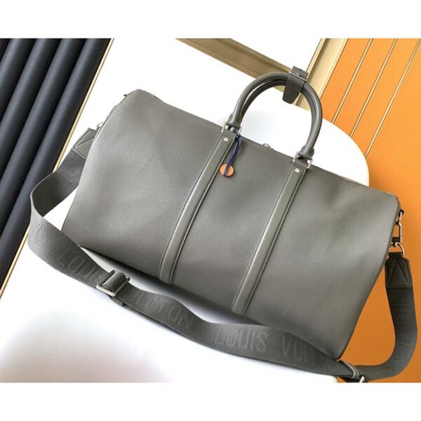 Louis Vuitton Unisex Keepall Bandoulière 50 Travel Bag Khaki LV Aerogram Cowhide Leather - Image 3