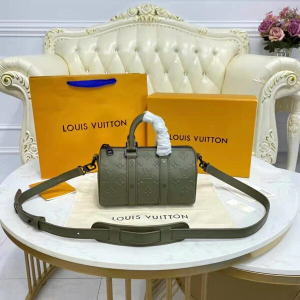 Louis Vuitton Unisex Keepall XS Khaki Monogram Seal Cowhide Leather - Image 6
