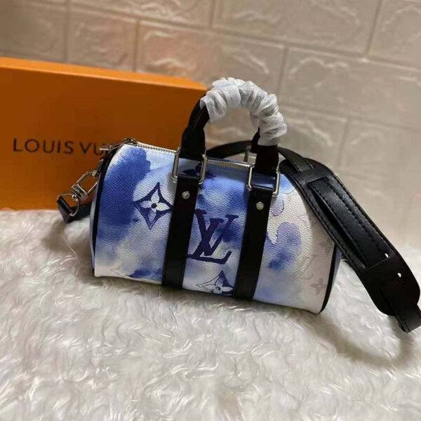 Louis Vuitton Unisex Keepall XS Monogram Watercolor Blue Coated Canvas Cowhide Leather - Image 4