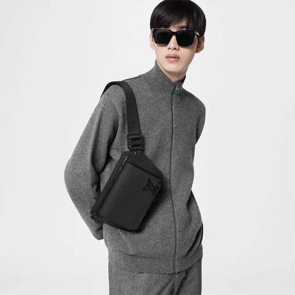 Louis Vuitton Unisex LV Aerogram Takeoff Sling Black Grained Calf Leather - Image 11