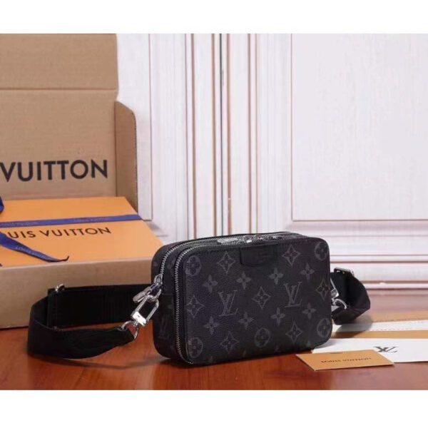 Louis Vuitton Unisex LV Alpha Wearable Wallet Grey Monogram Eclipse Coated Canvas - Image 4