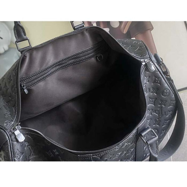 Louis Vuitton Unisex LV Keepall Bandoulière 50 Black Monogram Shadow Embossed Leather Cowhide - Image 6