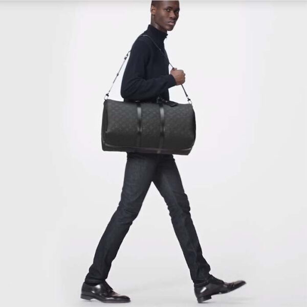 Louis Vuitton Unisex LV Keepall Bandoulière 50 Black Taurillon Monogram Cowhide Leather - Image 13