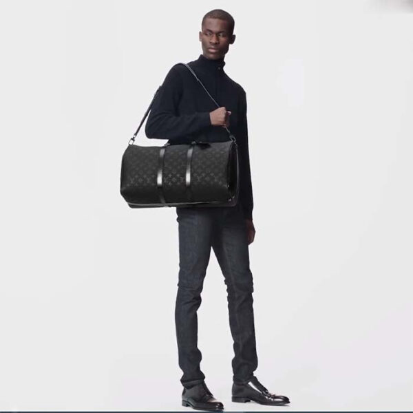 Louis Vuitton Unisex LV Keepall Bandoulière 50 Black Taurillon Monogram Cowhide Leather - Image 12