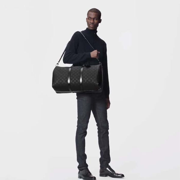 Louis Vuitton Unisex LV Keepall Bandoulière 50 Black Taurillon Monogram Cowhide Leather - Image 11
