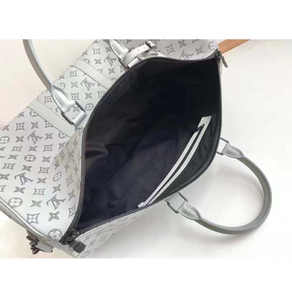 Louis Vuitton Unisex LV Keepall Bandoulière 50 Travel Bag Anthracite Gray Monogram Shadow Calf Leather - Image 6