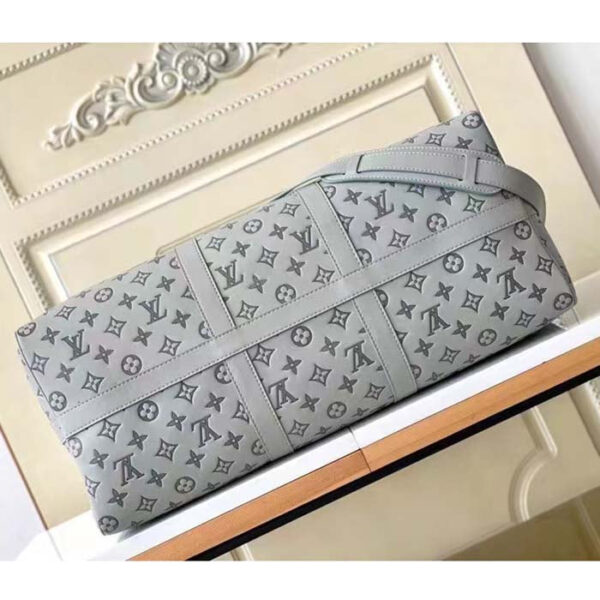 Louis Vuitton Unisex LV Keepall Bandoulière 50 Travel Bag Anthracite Gray Monogram Shadow Calf Leather - Image 5