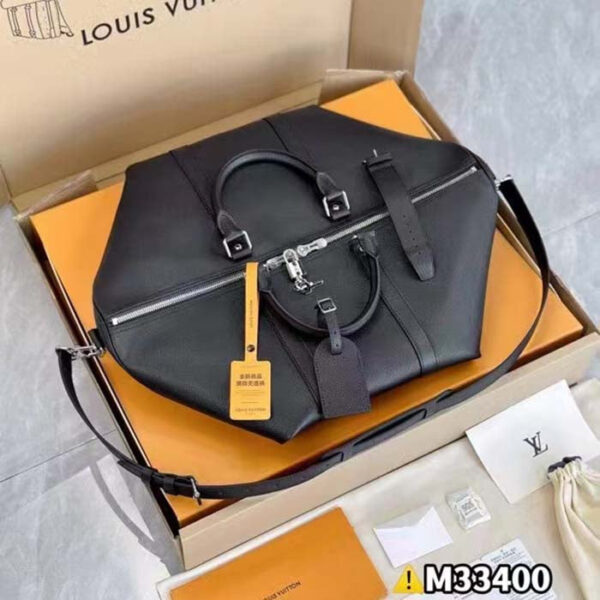 Louis Vuitton Unisex LV Keepall Bandoulière 50 Travel Bag Black Double Zip Closure Padlock - Image 7