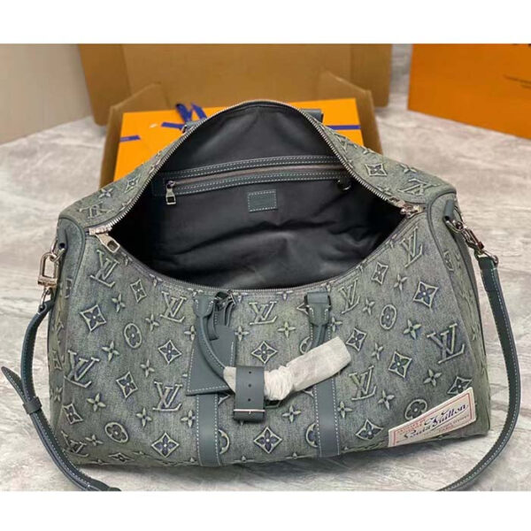Louis Vuitton Unisex LV Keepall Bandoulière 50 Travel Bag Monogram Washed Denim Coated Canvas - Image 7