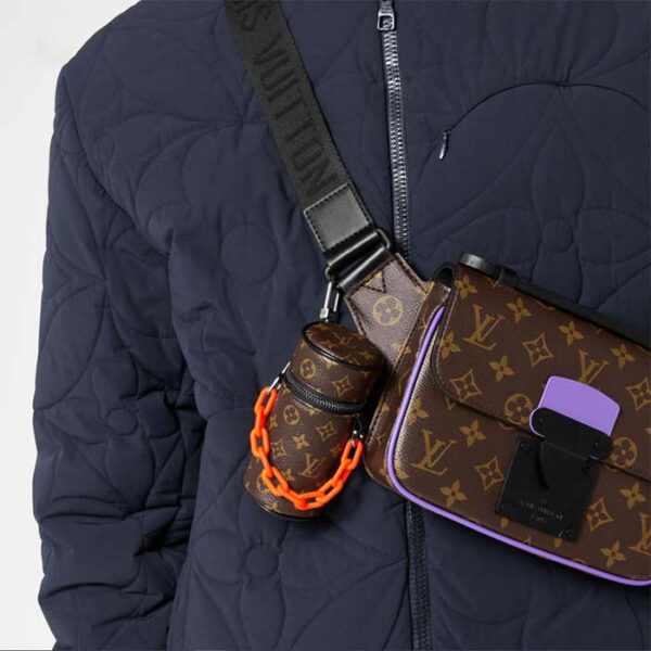 Louis Vuitton Unisex LV Monogram Barrel Pouch Bag Charm Brown Canvas Leather - Image 4