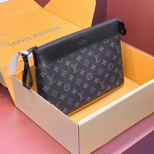 Louis Vuitton Unisex LV Pochette Voyage Souple Monogram Eclipse Coated Canvas Cowhide-Leather - Image 4