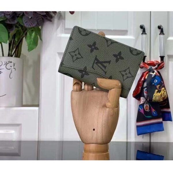 Louis Vuitton Unisex LV Pocket Organizer Khaki Green Vermillion Red Monogram Coated Canvas - Image 3