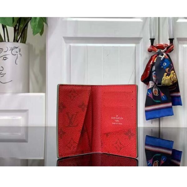 Louis Vuitton Unisex LV Pocket Organizer Khaki Green Vermillion Red Monogram Coated Canvas - Image 5