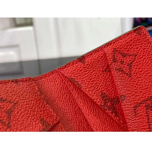 Louis Vuitton Unisex LV Pocket Organizer Khaki Green Vermillion Red Monogram Coated Canvas - Image 9