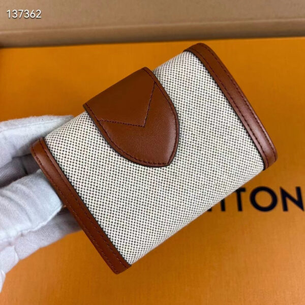 Louis Vuitton Unisex LV Pont 9 Compact Wallet Natural Tan Canvas Cowhide Leather - Image 3