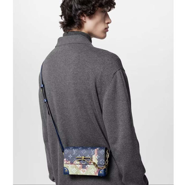 Louis Vuitton Unisex LV Steamer Wearable Wallet Ink Blue Monogram Bleach Coated Canvas - Image 12