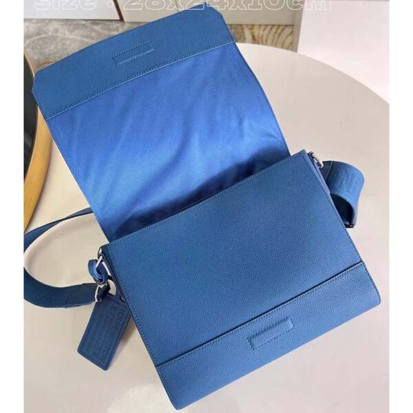 Louis Vuitton Unisex LV Takeoff Messenger Atlantic Blue Cowhide Leather Textile Lining - Image 6